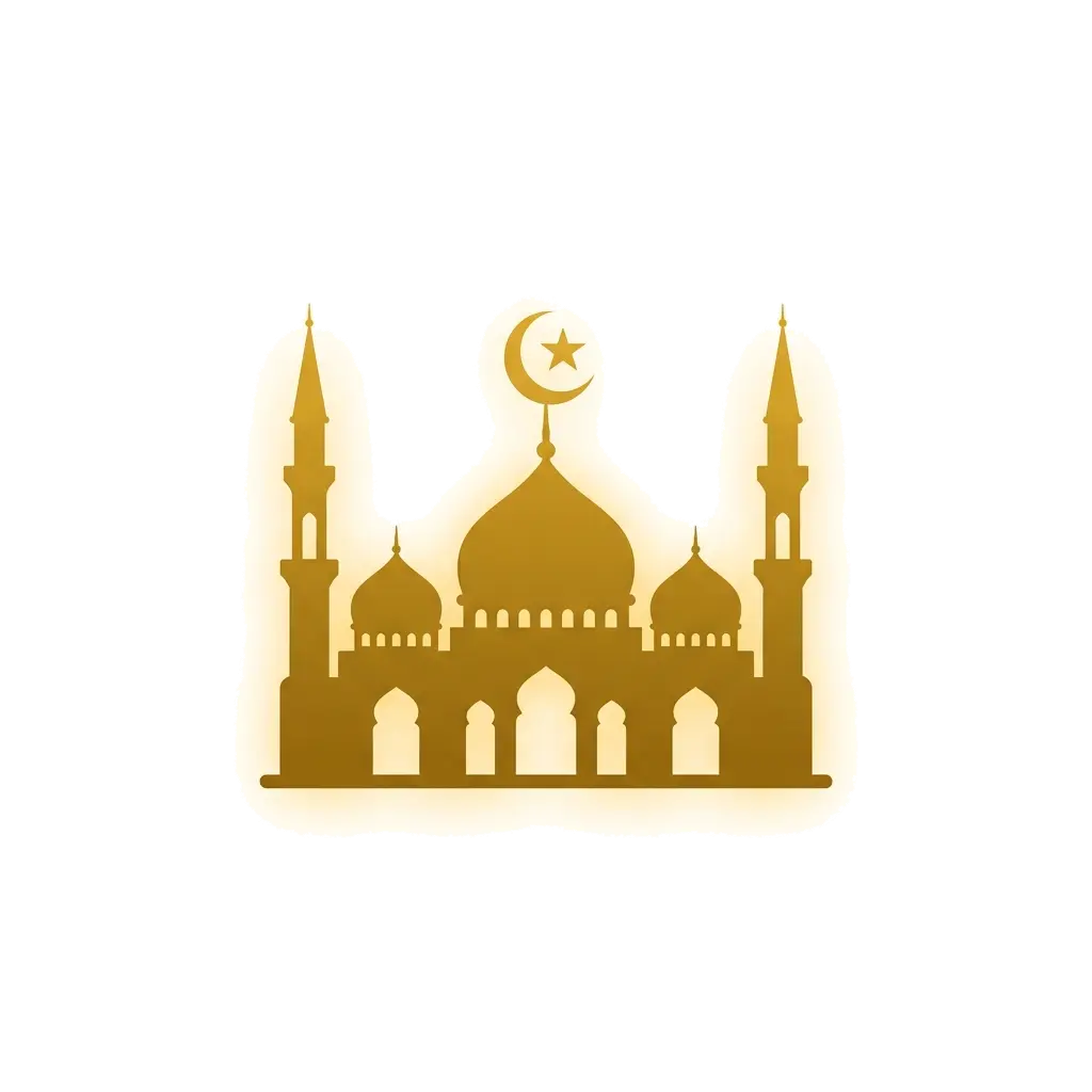 Post #18 hero image - masajid ke liye mosque silhouette, crescent moon aur star ki illustration. Soft golden glow.