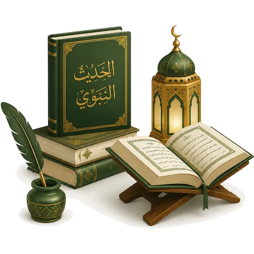islami sawal jawab - Hadees category icon. Islamic book with golden glow for hadith quiz.