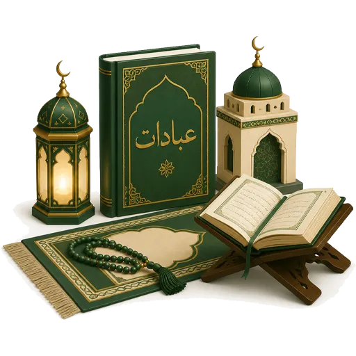 islami sawal jawab - Ibadat category icon. Person praying silhouette for Islamic worship quiz.